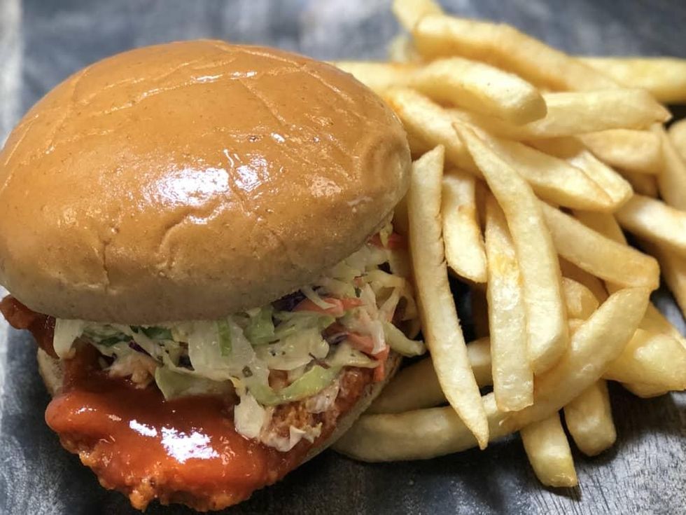 Toyota Center firecracker chicken sandwich