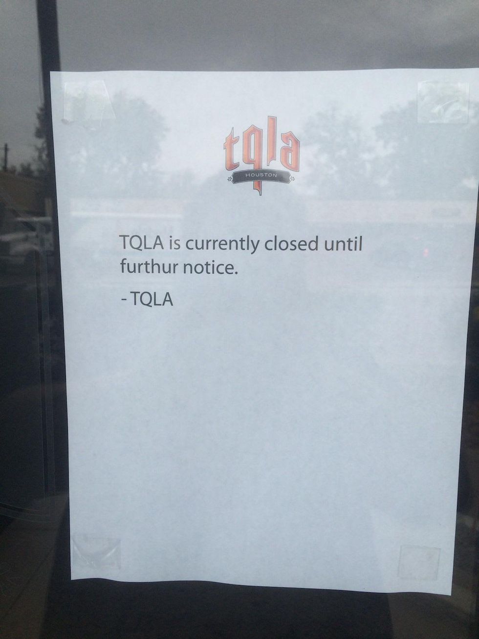 TQLA Washington Ave closed sign