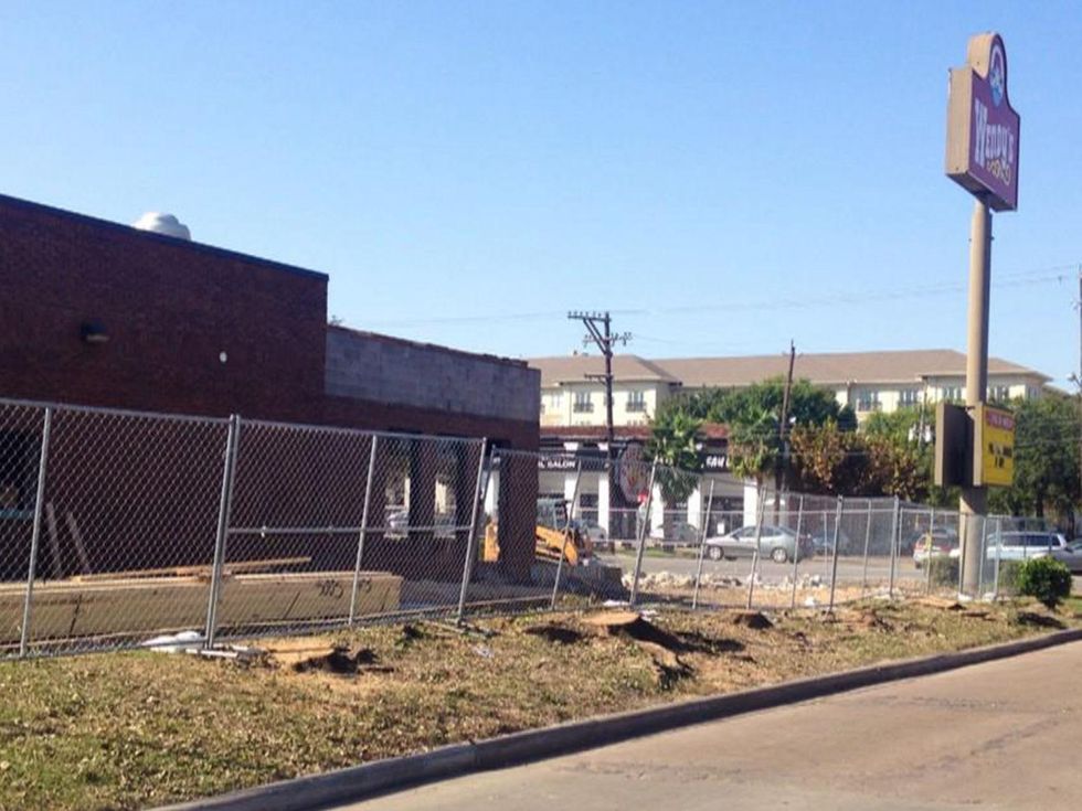 trees chopped down at Wendy's on Kirby day November 2014