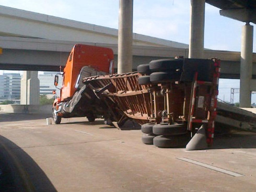 truck overturned at 59 and Loop 610 Houston June 2013
