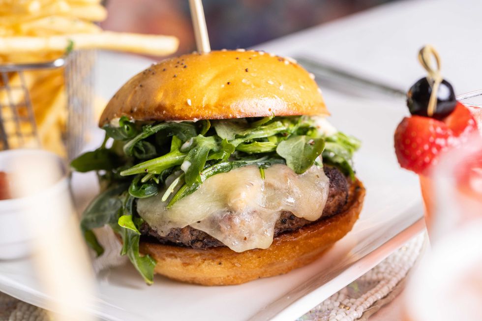 Truffle cheeseburger on a plate