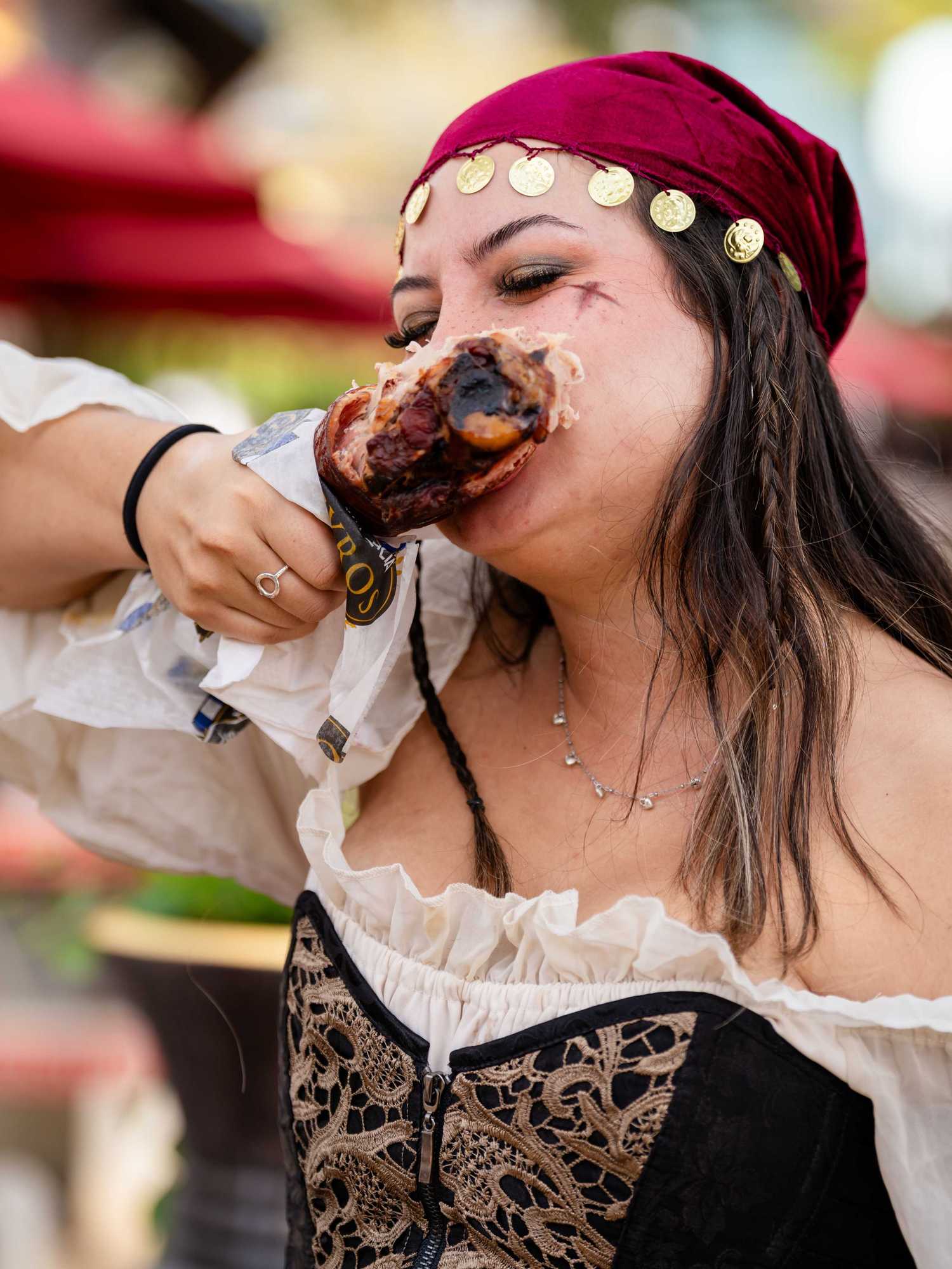 Turkey leg eating Texas Renaissance Festival
