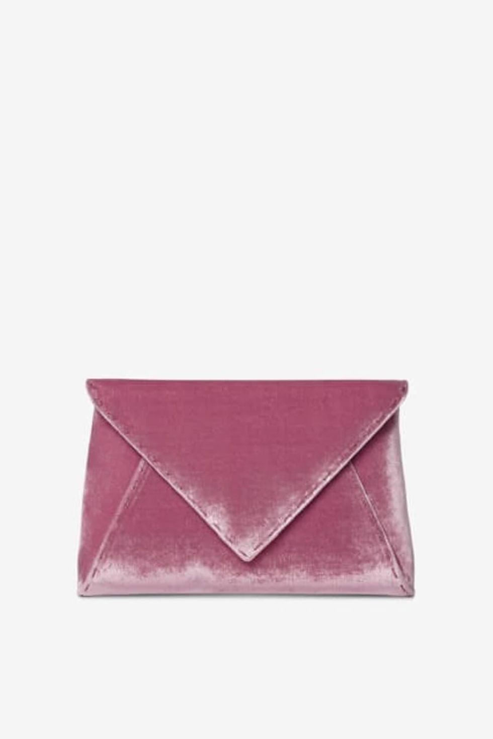 Tyler Ellis crushed pink velvet clutch