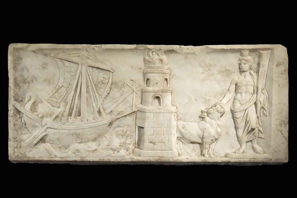 \u200b"Relief with Harbor Scene andPersonification of the Port" Ostia, Italy, 2nd century,