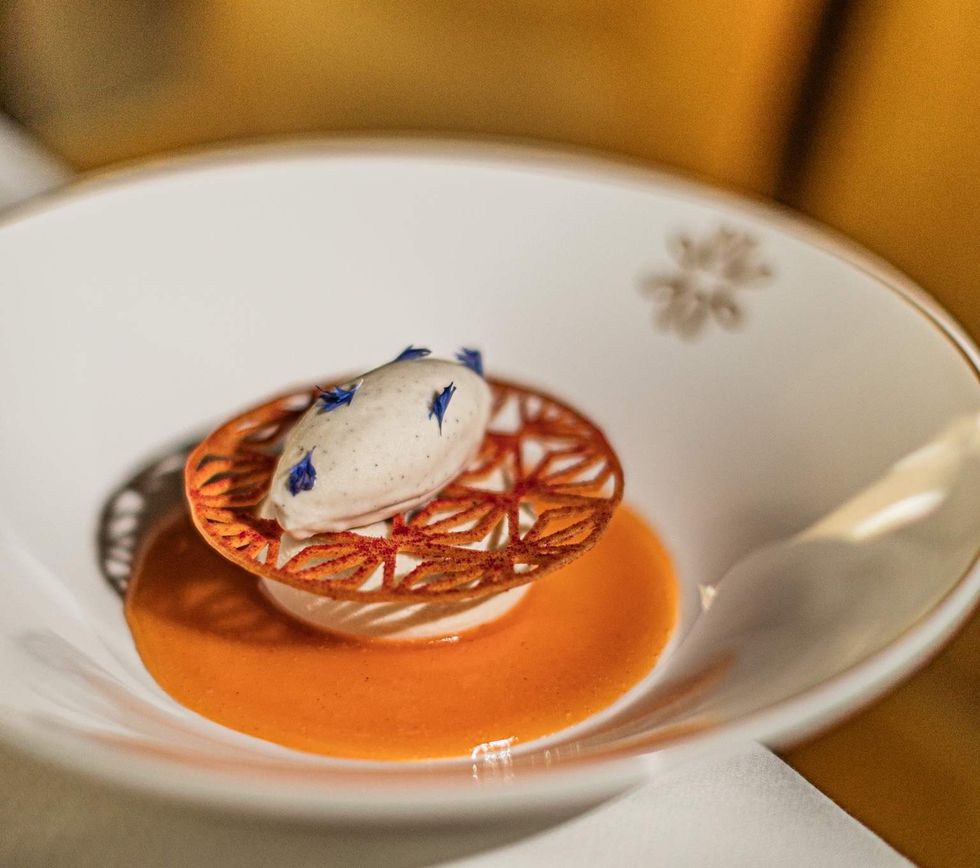 \u200bThe Marigold Club has a peach Melba