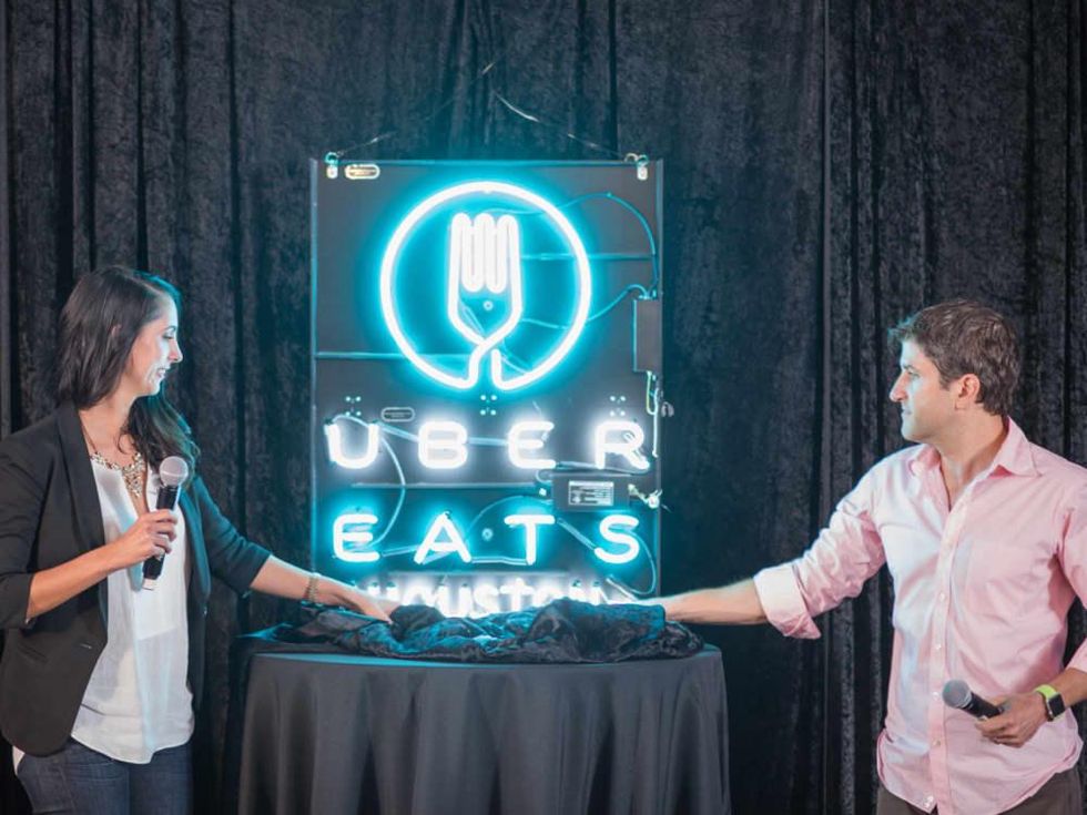 UberEATS Houston announcement Sarah Groen, Ryan Pera