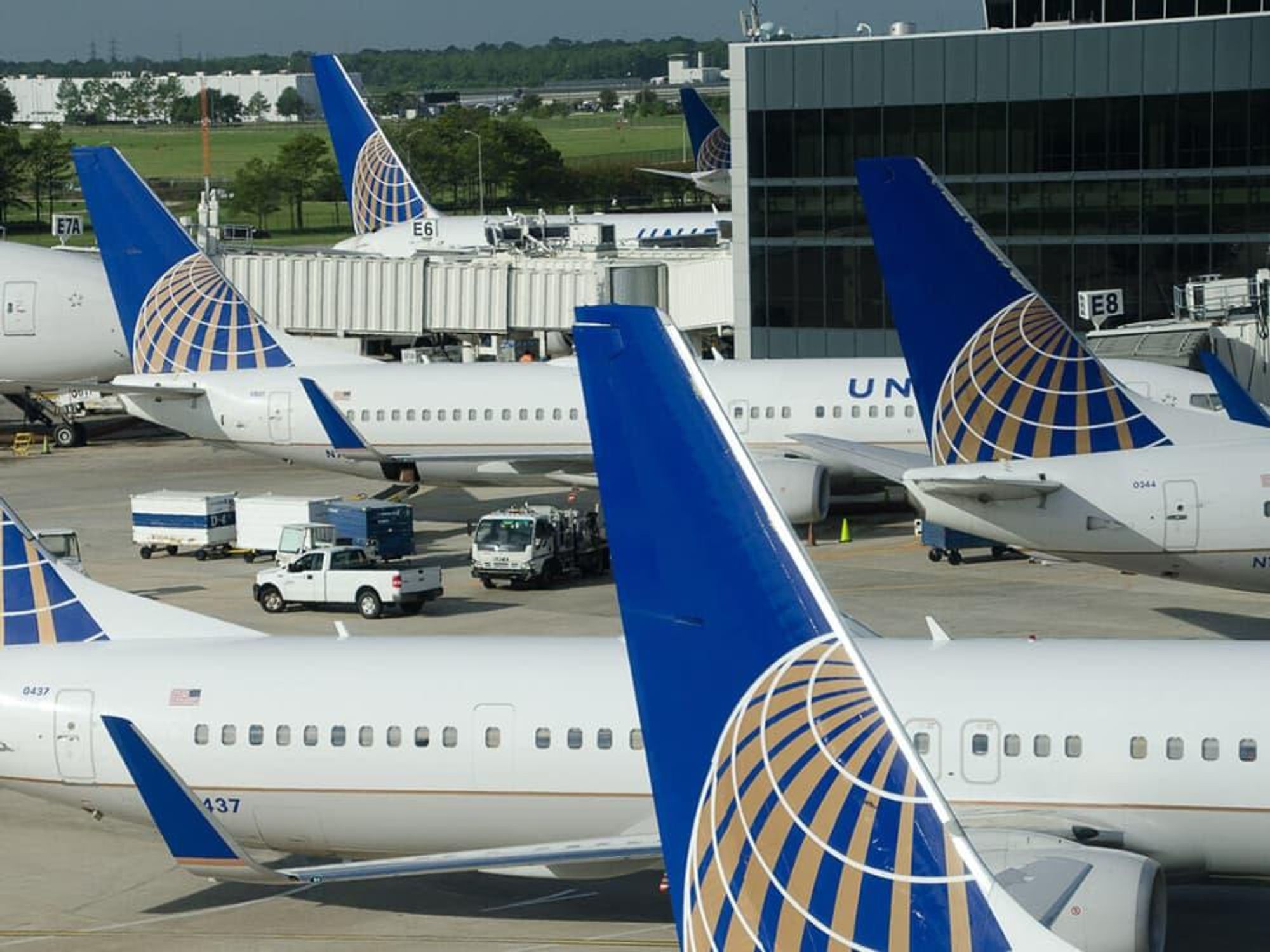 United Airlines airplanes tails at IAH Bush Intercontinental Airport