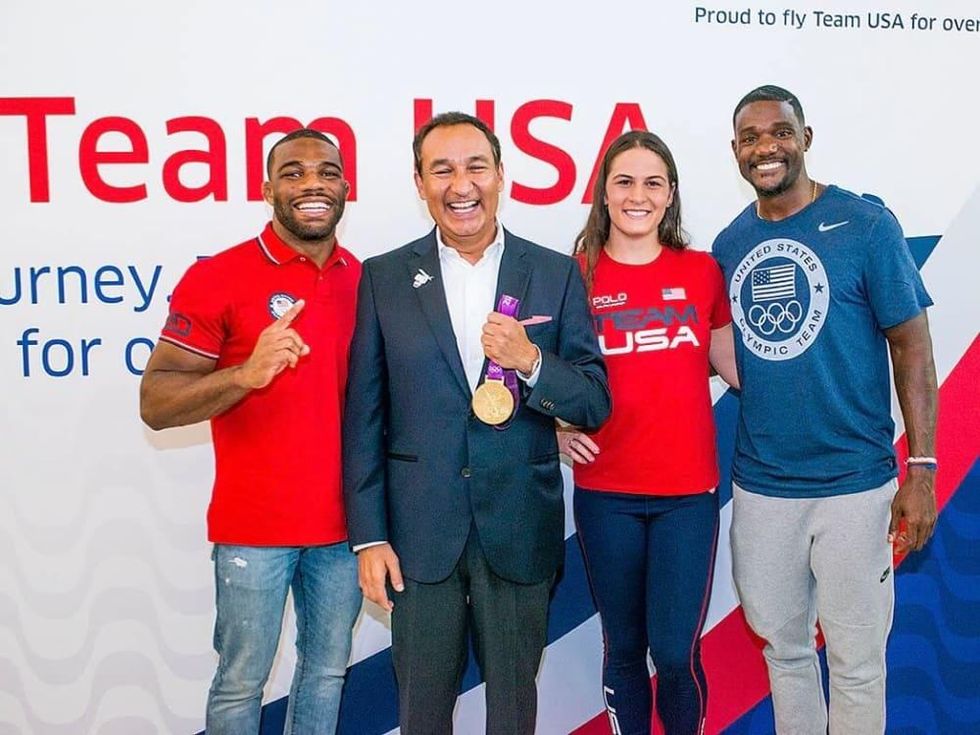 United Airlines sendoff for Olympic athletes to Rio, Oscar Munoz