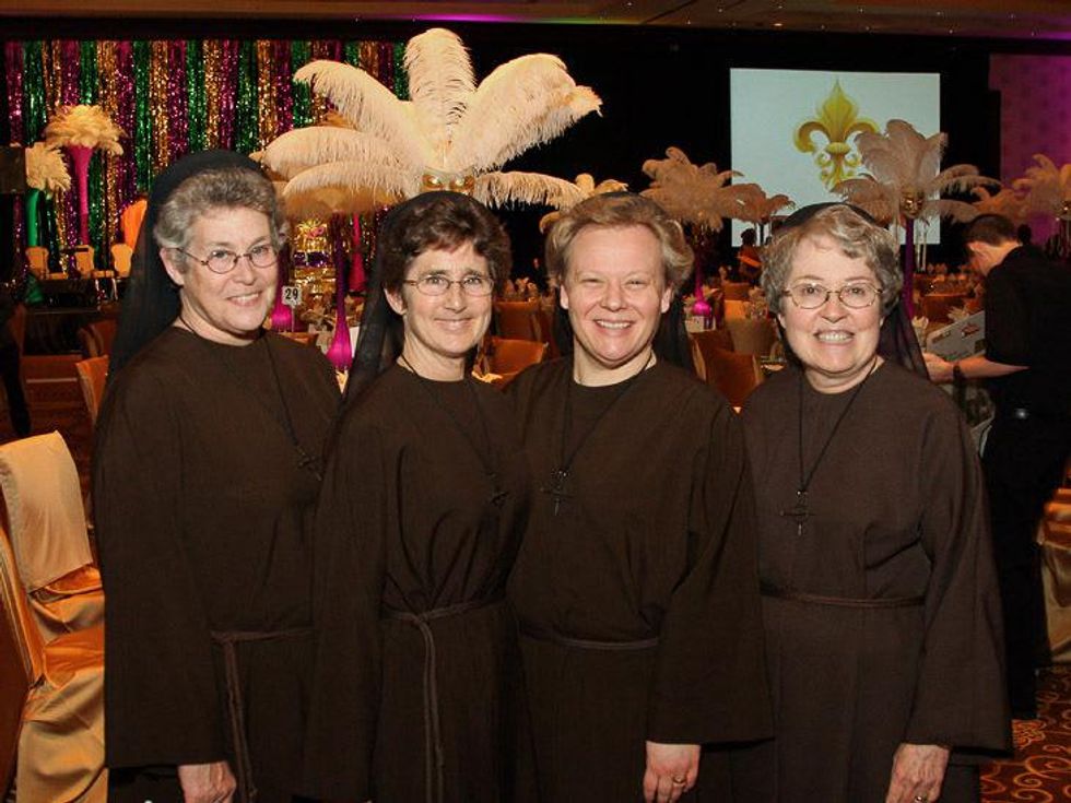 University of St. Thomas Mardi Gras Gala, February 2013 Sister Veronica Schueler, Sister Damien Marie Savino, Sister Clare Hunter, Sister Mary Roberta Connors
