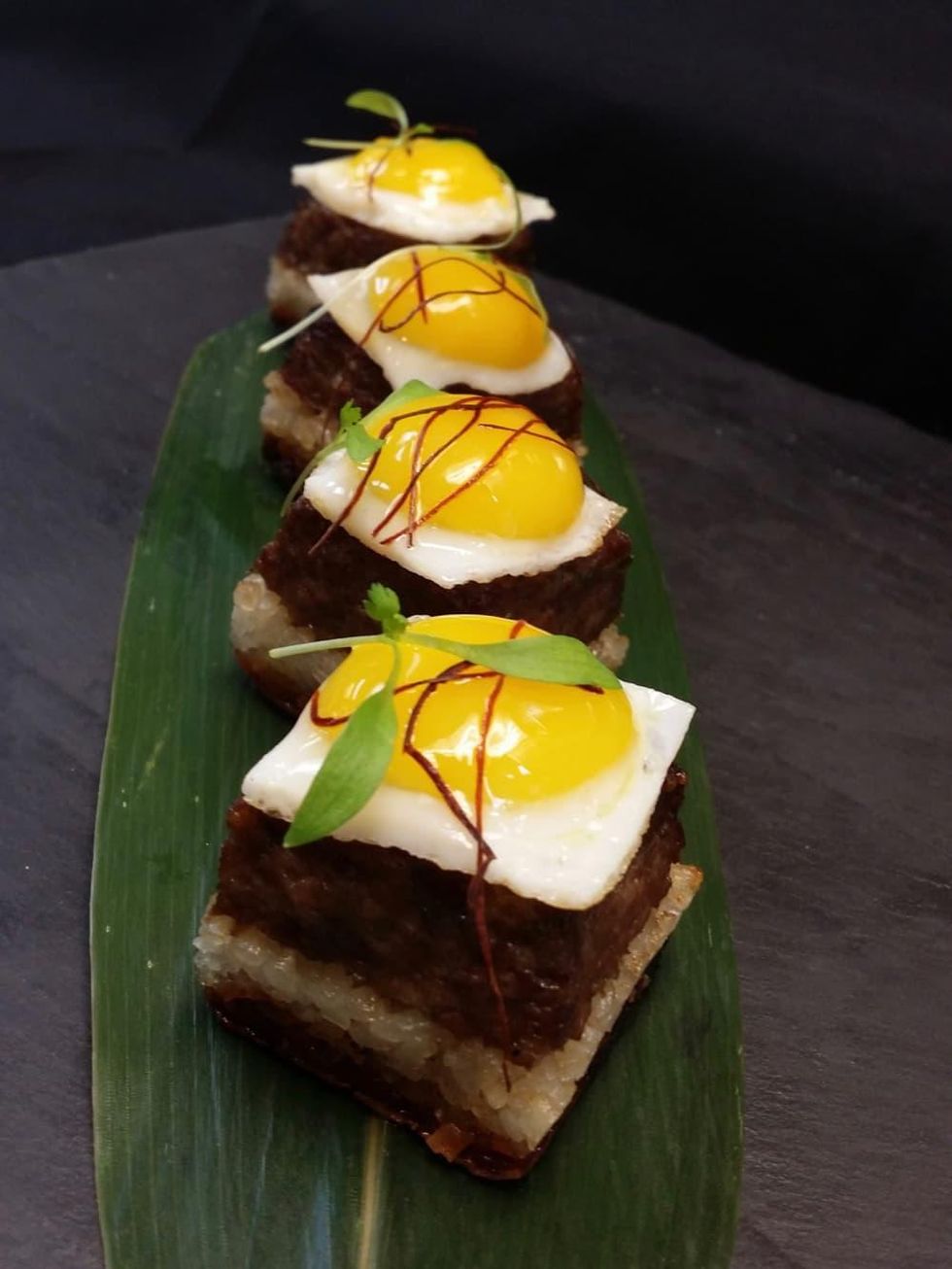 Uptown sushi kobe cubes with quail egg