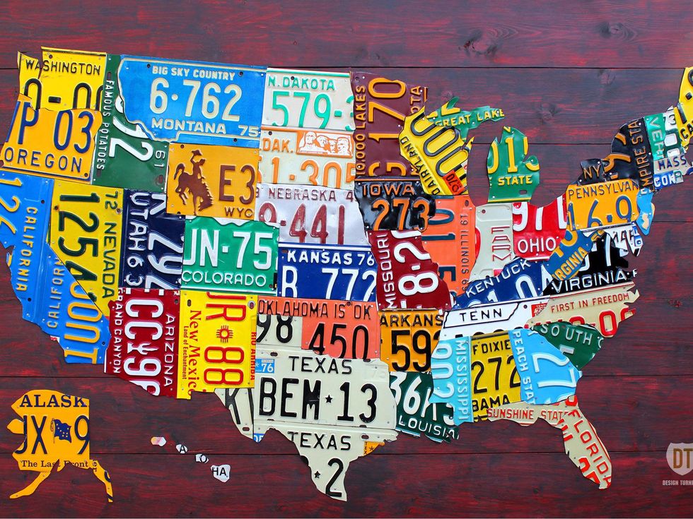 US map made of license plates