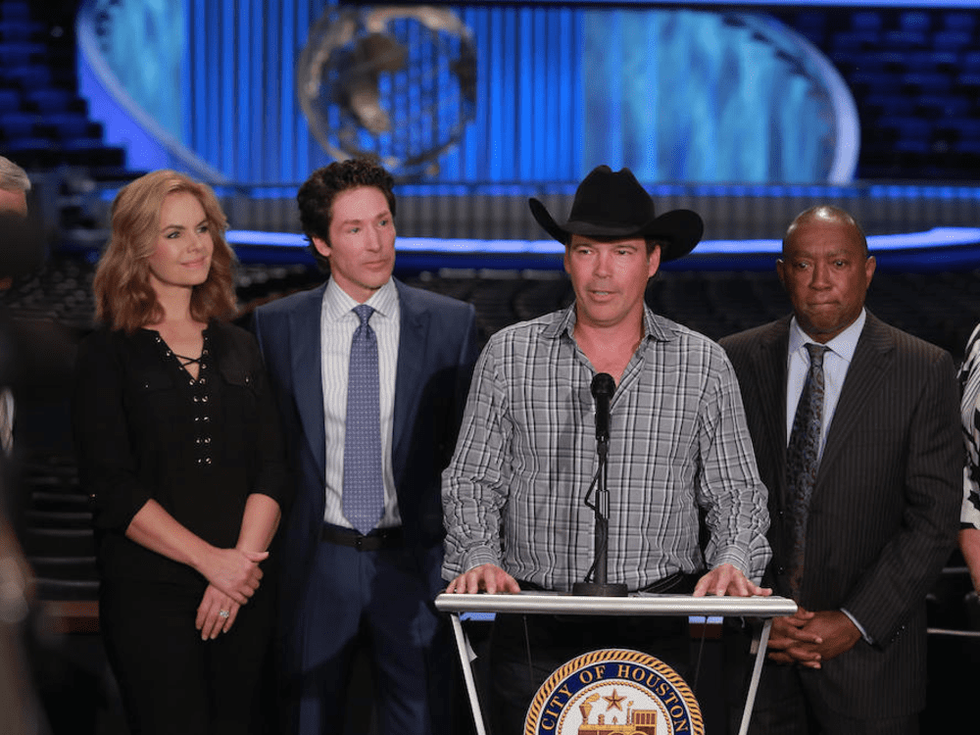 Victoria and Joel Osteen, Clay Walker, and Houston Mayor Sylvester Turner