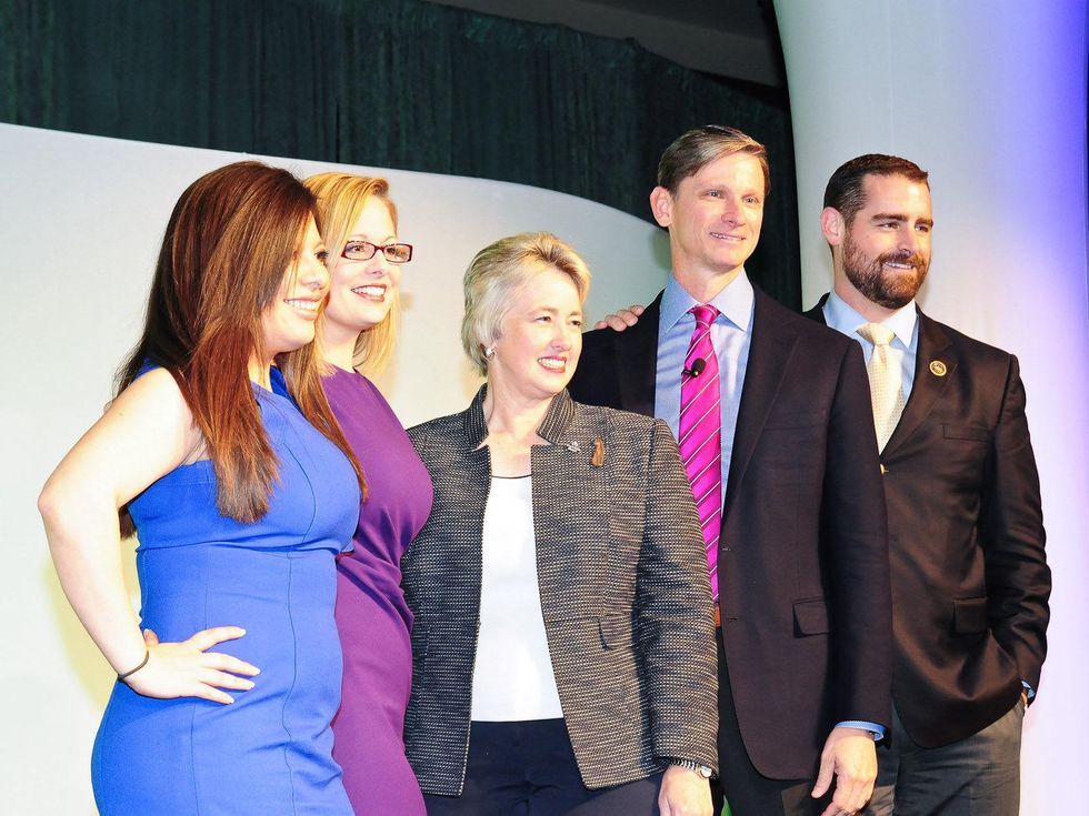 Victory Fund brunch, March 2013, Mary Gonzales, Congresswoman Kyrsten Sinema (AZ), Houston Mayor Annise Parker, Victory Fund President & CEO Chuck Wolfe, Pennsylvania State Representative Brian Sims