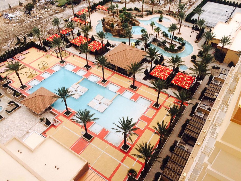 View of Golden Nugget Lake Charles pool from hotel balcony