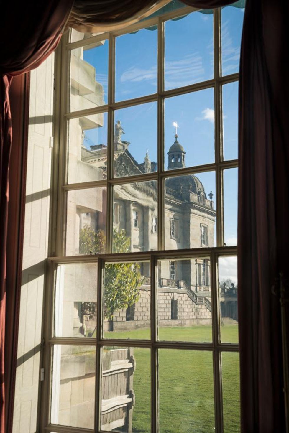 View of Houghton Hall's West Steps from the Picture Gallery.