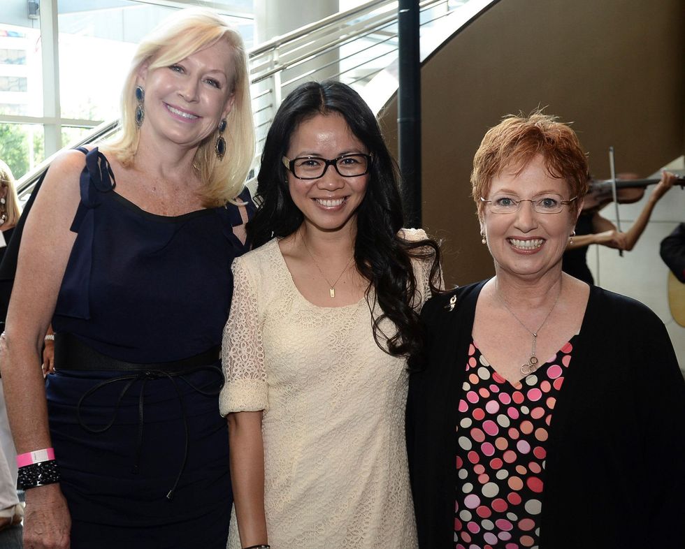 Vivian Dugger, from left, Hanh Tran and Anne Meyn Susan G. Komen Houston luncheon with Joan Rivers June 2014