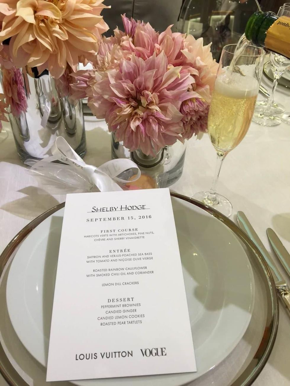 Vogue, Louis Vuitton lunch, 9/26 menu