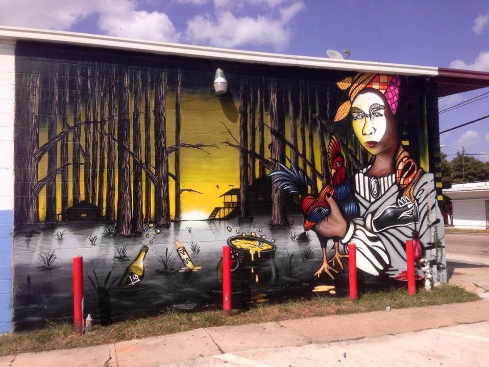 Voodoo Queen mural Moon Tower Inn Houston August 2013