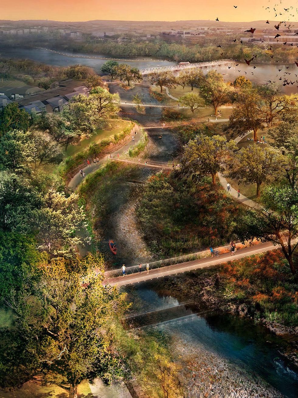 Waller Creek in Austin park rendering