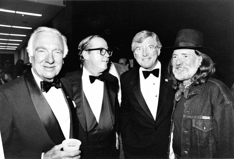 Walter Cronkite, Mark White and Willie Nelson