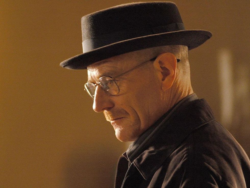Walter White as Heisenberg in Breaking Bad head shot with hat