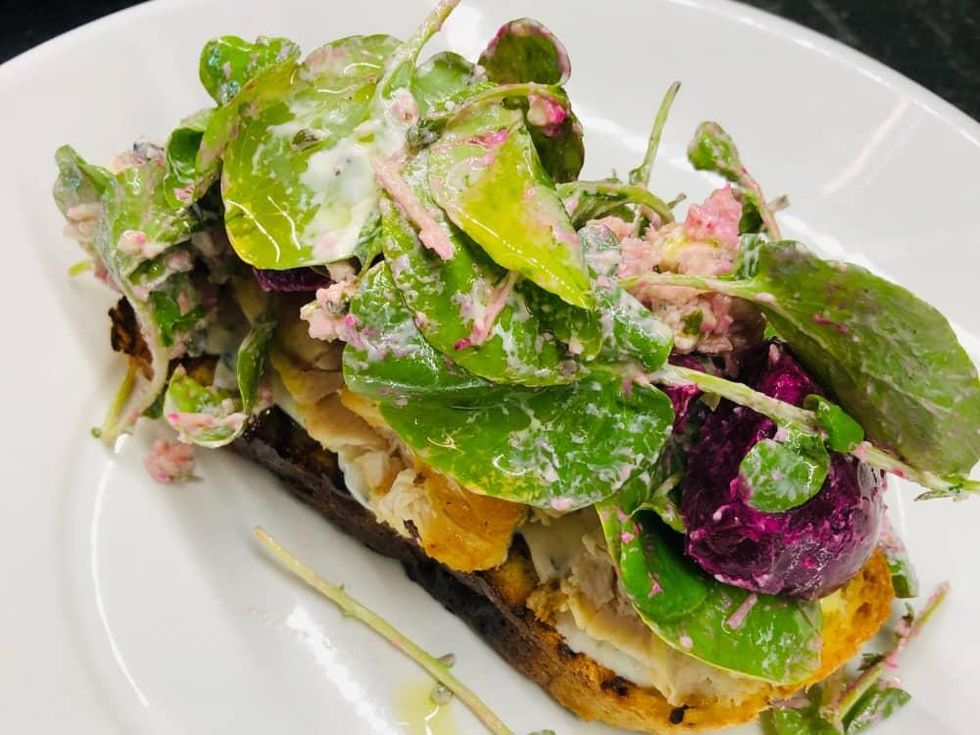 Weights + Measures chicken crostini