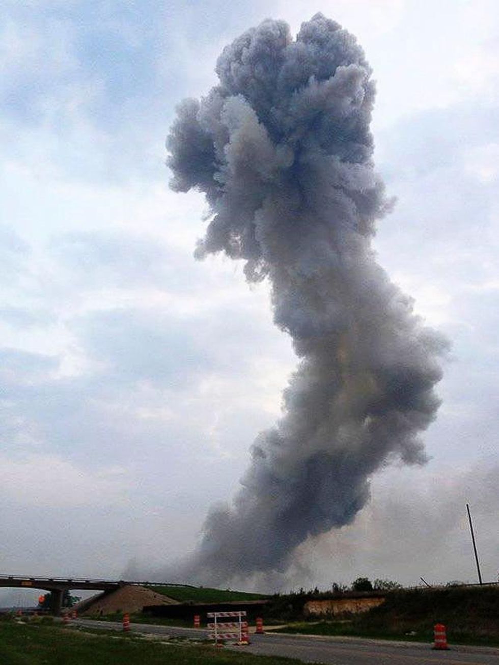 West, Texas, explosion cloud of smoke.