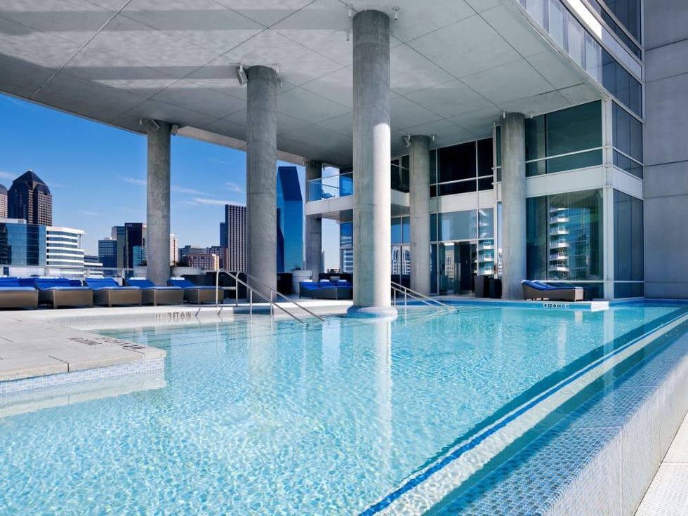 Wet deck and pool at W Dallas Victory hotel