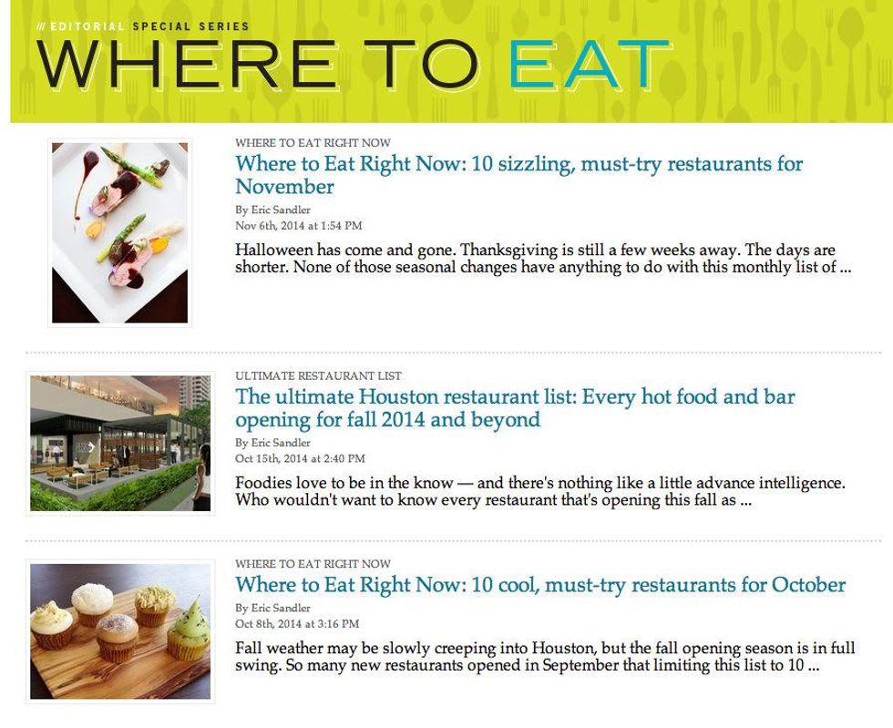 Where To Eat landing page