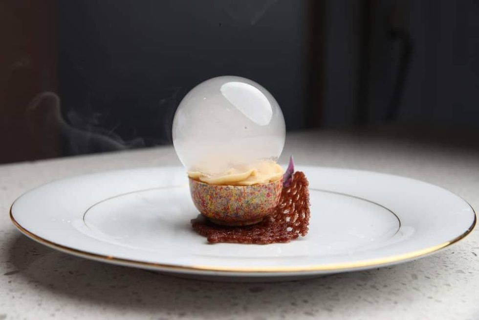 White Chocolate Tart with Passion Fruit & Caramel by Almendra Callirgos - Ar\u00e9valo of Brellas