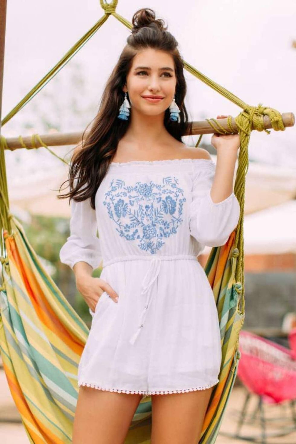 Whitlee Floral Embroidered Romper