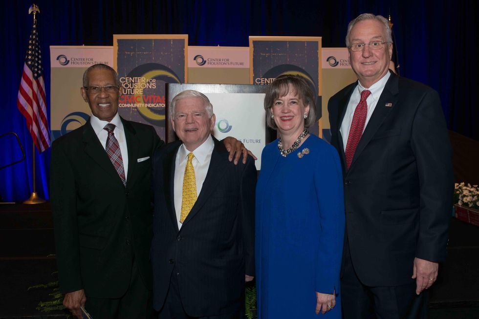 William Lawson, from left, Eugene Vaughan and Dorothy and Mickey Ables at the Center for Houston's Future luncheon March 2015