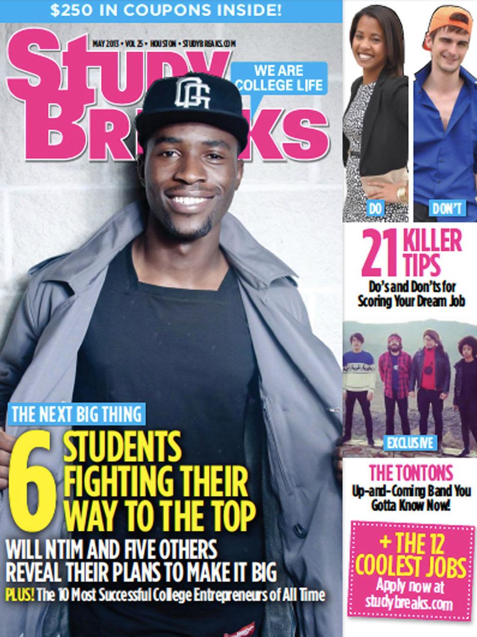 William Ntim square-neck T-shirts August 2013 Study Breaks magazine cover