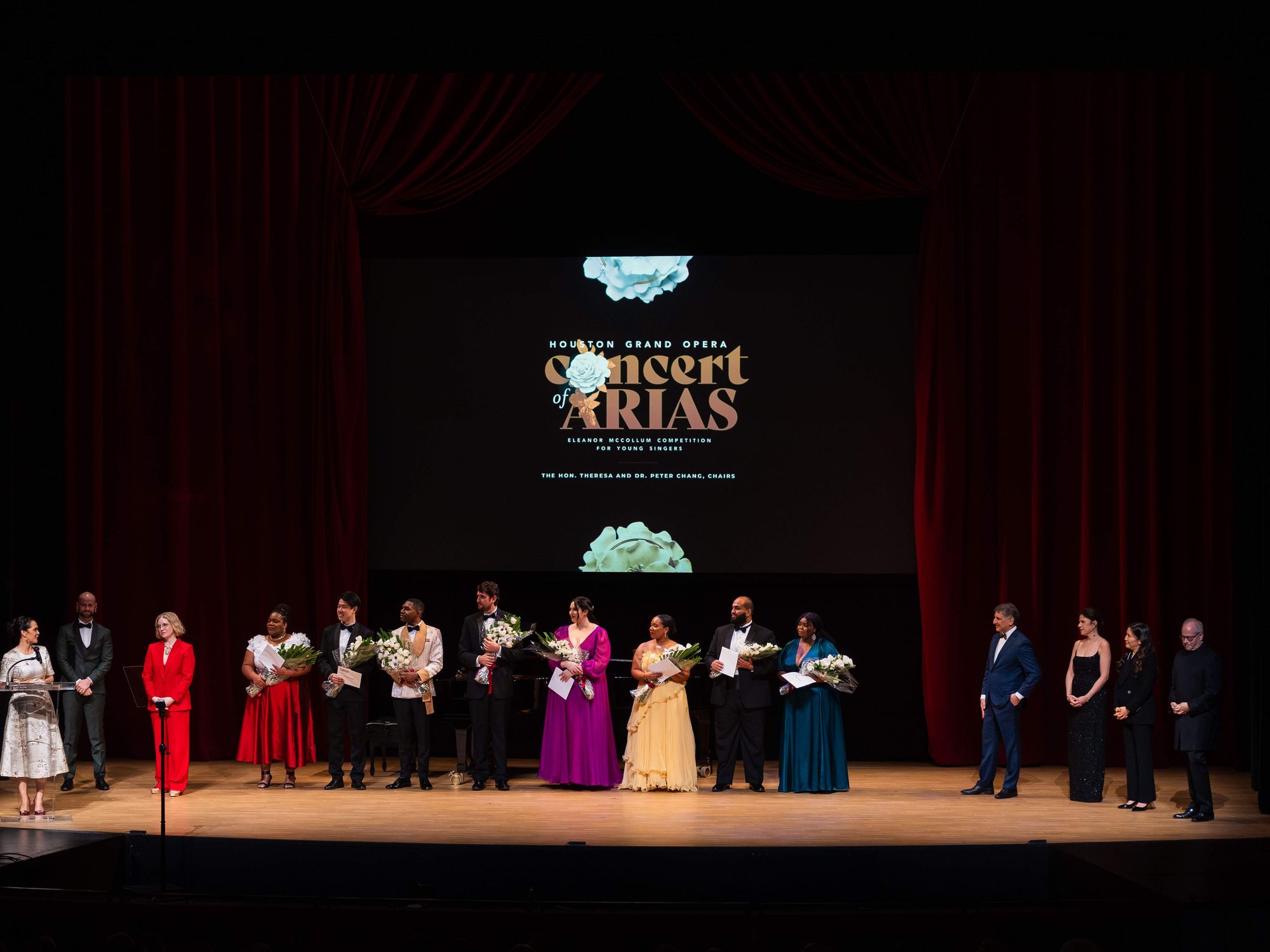 Winners of the 2024 Concert of Arias on stage at Houston Grand Opera