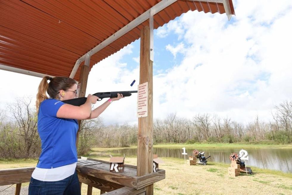 Woman at Memorial Hermann Clay Shoot
