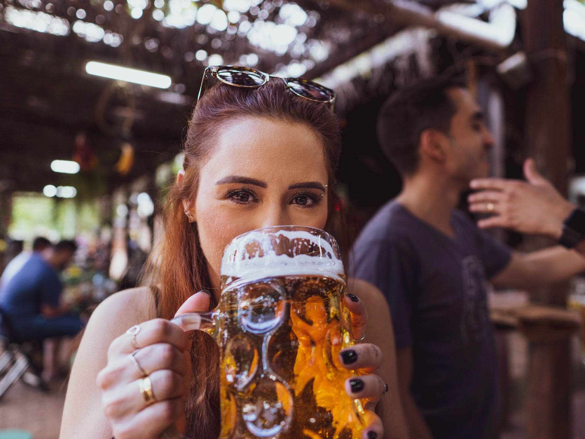 woman drinking beer