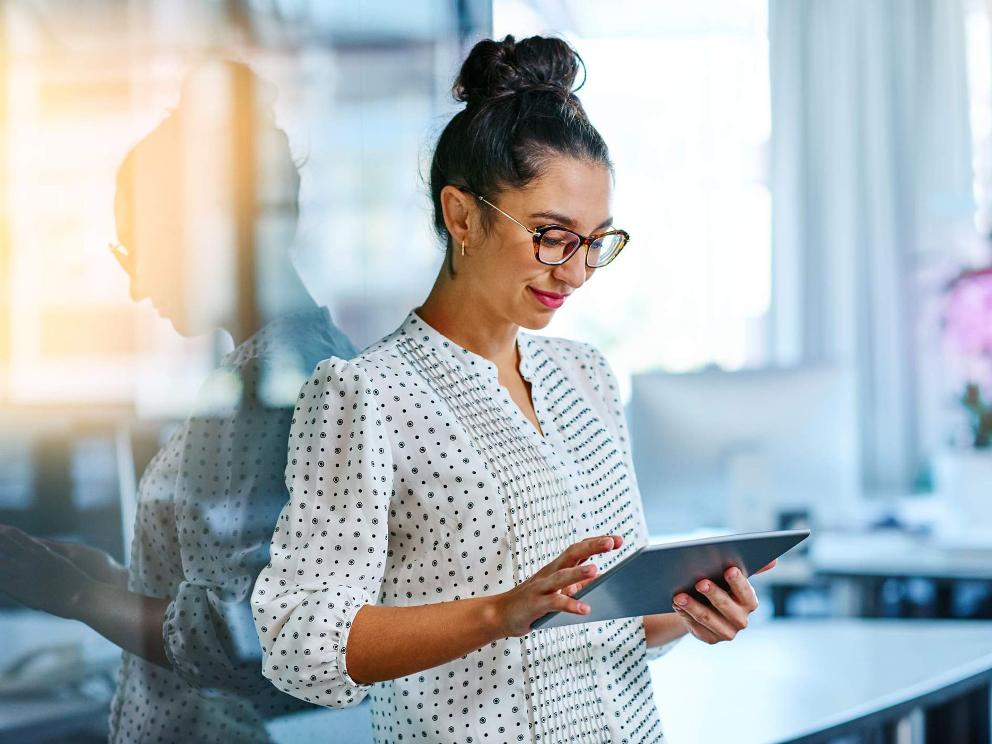 Woman holding tablet