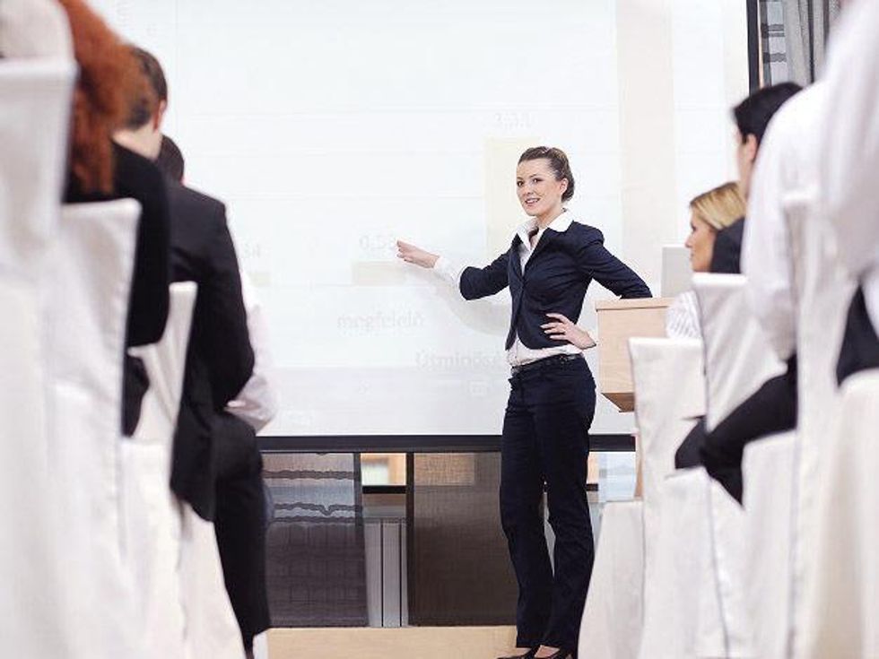 woman leading meeting