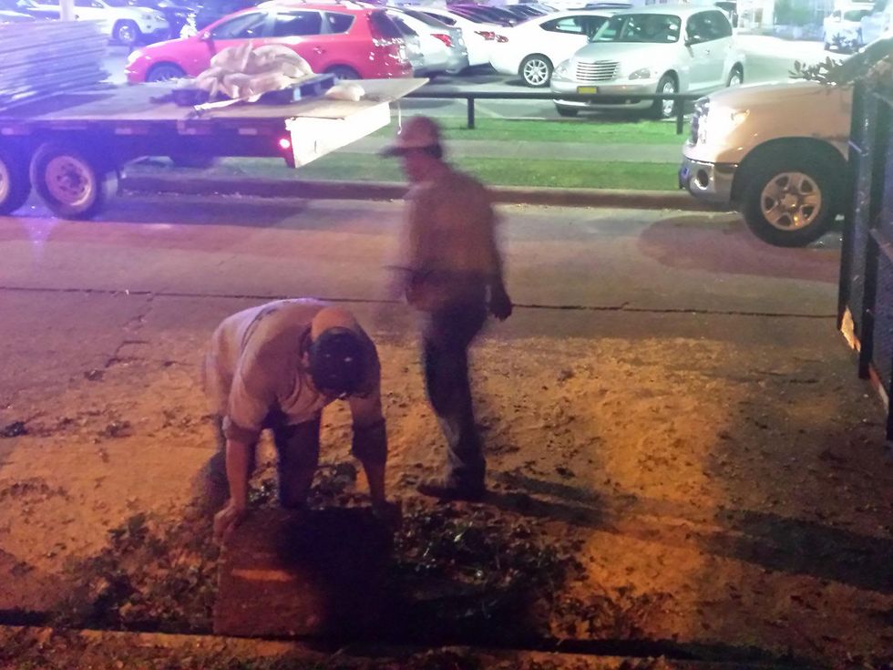 workers at Wendy's on Kirby removing trees November 201