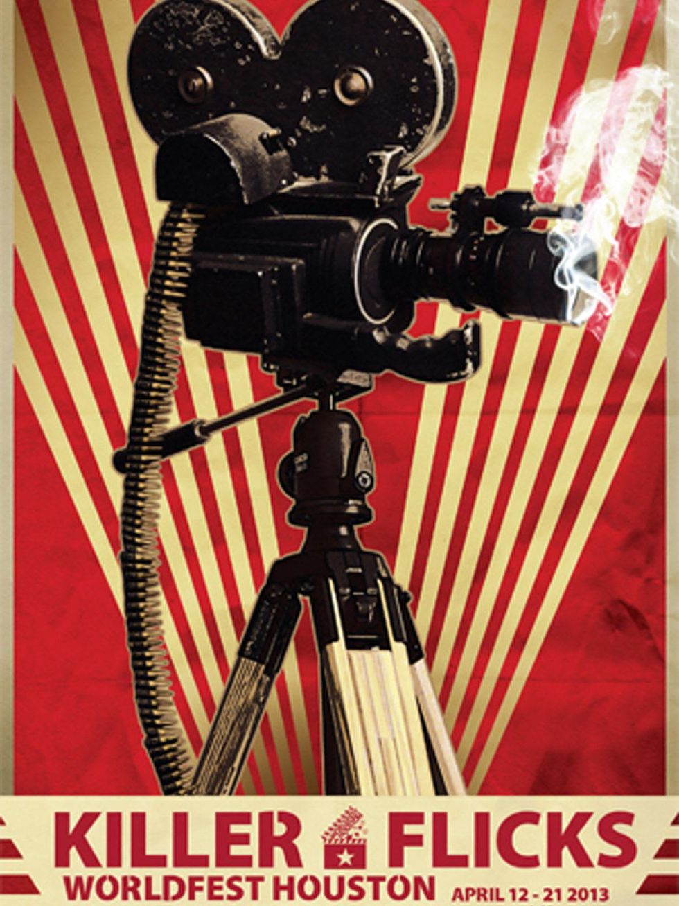 WorldFest Houston promotional poster with smoking movie camera