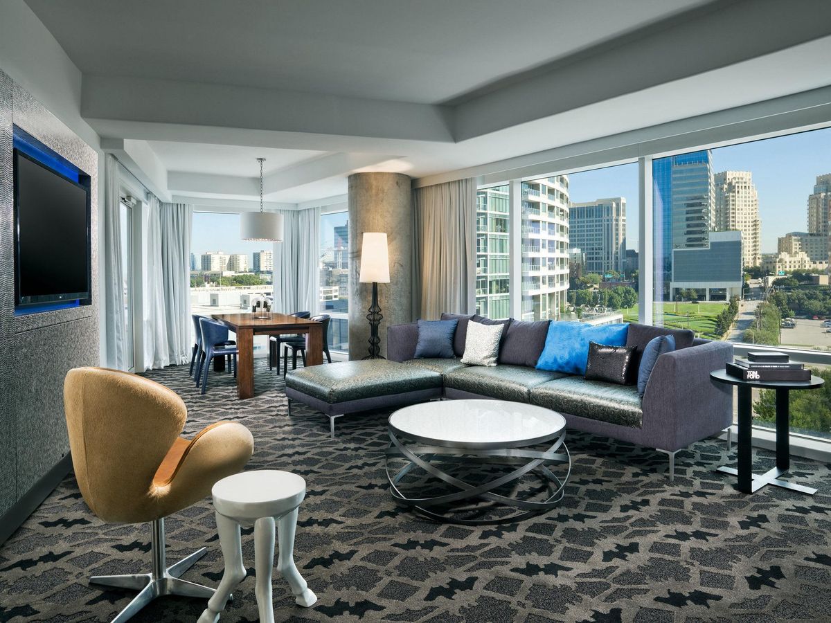 Wow Terrace Suite living room at W DallasVictory hotel. CultureMap