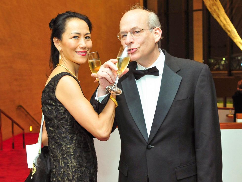 Y. Ping Sun and David Leebron at the Houston Symphony Wine Dinner March 2014