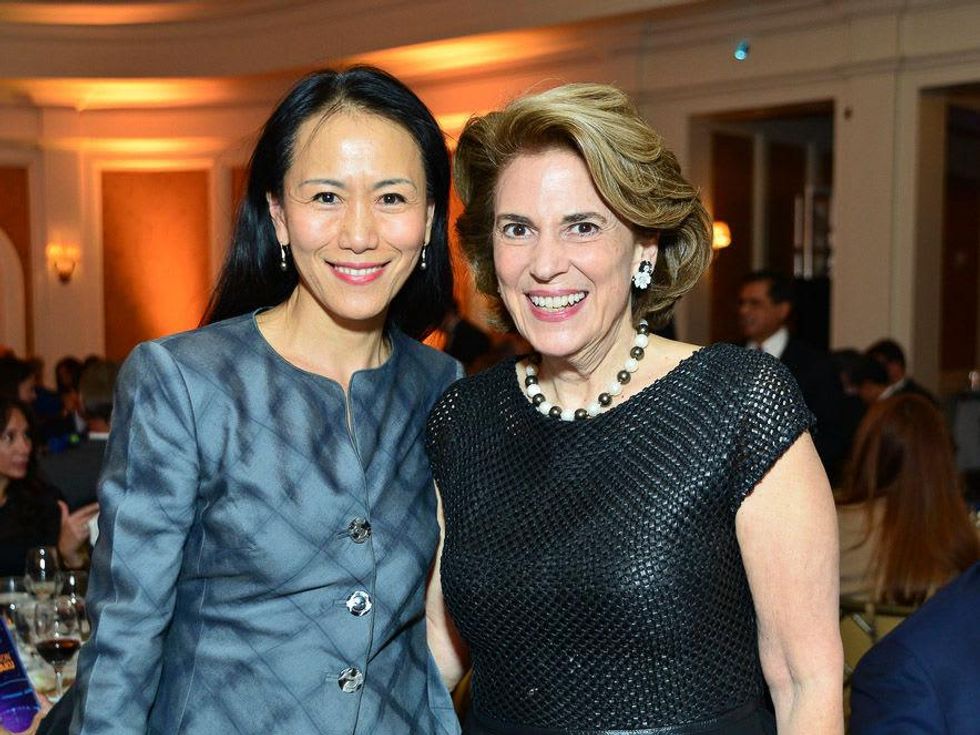 Y Ping Sun, left, and Lois Stark at the Center for Houston's Future dinner October 2013
