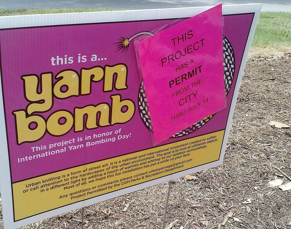 Yarn bomb Heights Boulevard