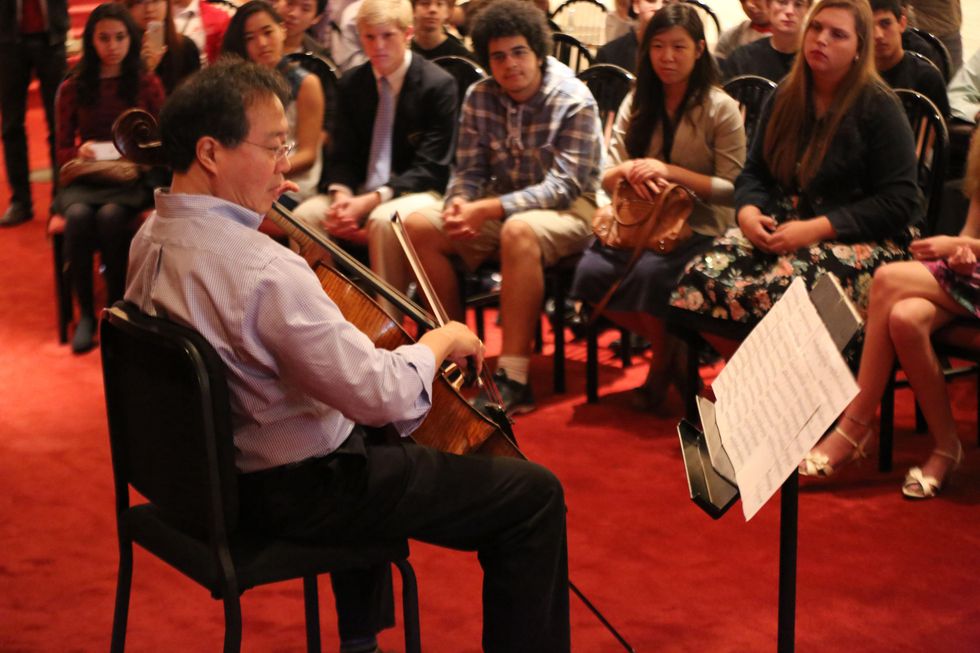 Yo-Yo Ma plus John Williams Houston Symphony rehearsal education event Jones Hall