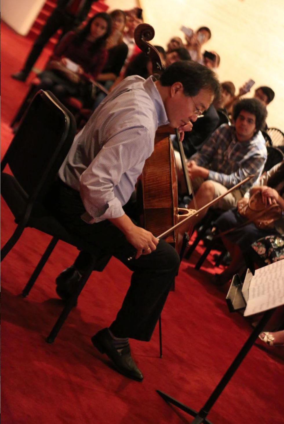 Yo-Yo Ma plus John Williams Houston Symphony rehearsal education event Jones Hall