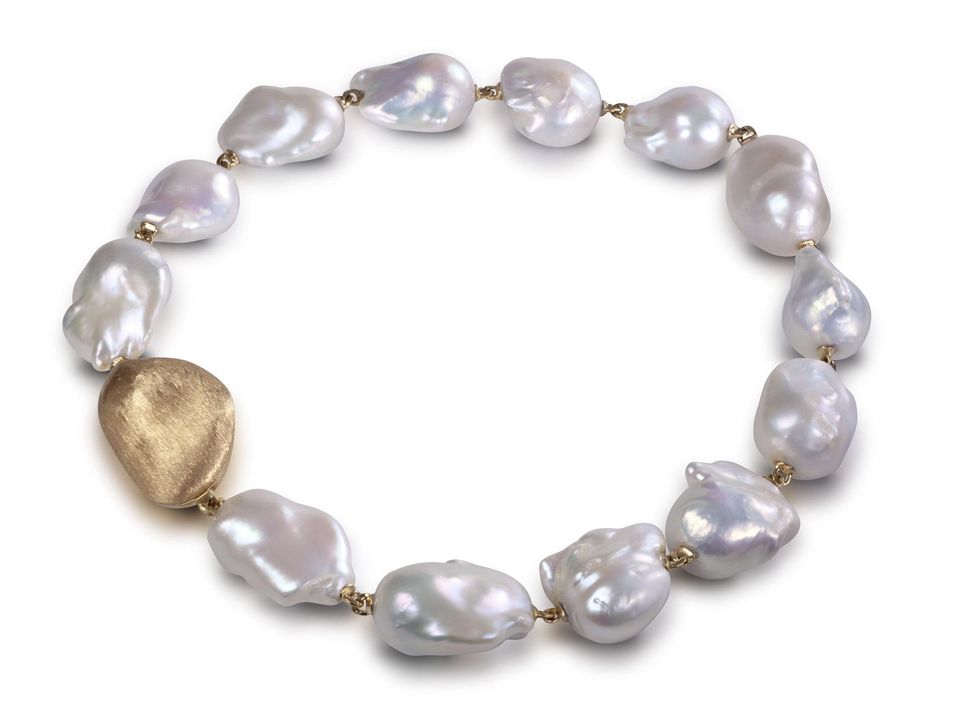 Yvel Pearl and Gold Bean Necklace