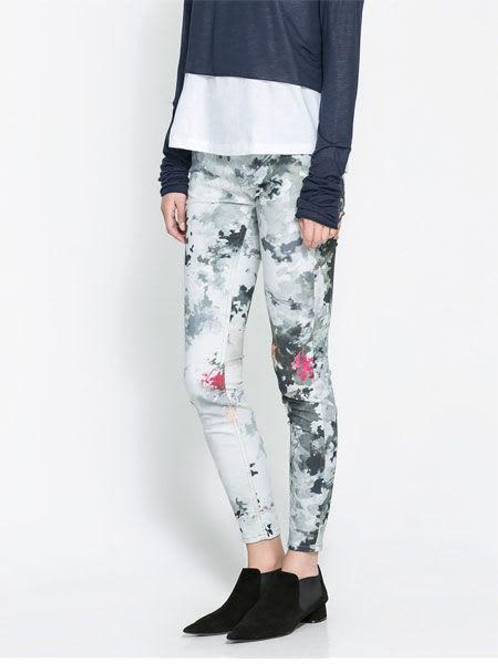 zara PRINTED SUPERSTRETCH TROUSERS